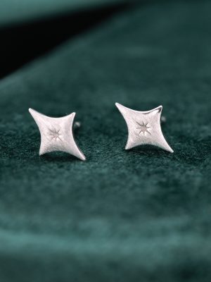 S925 Sterling Silver Frosted Rice Four Mans Star Earrings Women's Ins Style Exquisite All-match High-grade Brushed Earrings
