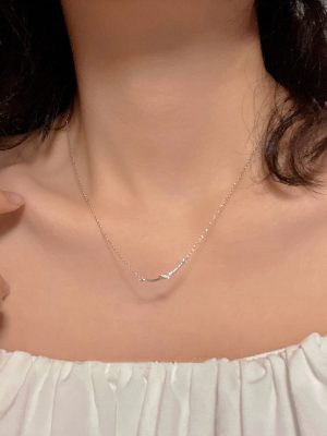 925 Sterling Silver Plated 14K Gold Smile Knot Necklace Women's Design High-end Temperament Collarbone Chain Ins Simple Ouni Na