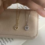Love bow necklace ~ female S925 silver plated 18K gold light luxury design clavicle chain sweet atmosphere