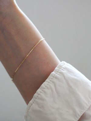 S925 Sterling Silver Plated 14K Gold Bracelet Naked Chain o-shaped Chain Simple All-match Women's ins Basic Style Fresh Art Style