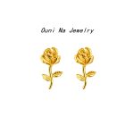 S925 Sterling Silver Plated 14K Gold Rose Flower Ear Stud Women's Design Mini Exquisite Flower Light Luxury Earrings Earrings Ouni Na