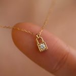 925 Sterling Silver Plated 18K Gold Small Lock Inlaid Zircon Necklace Exquisite High-grade Light Luxury All-match Clavicle Chain