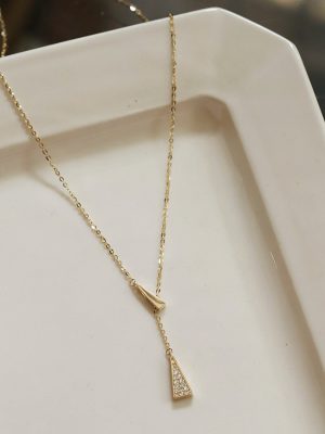 S925 Sterling Silver Gold Plated Necklace Women's Size Fine Yangtze River Delta Y Pendant Elegant Clavicle Chain Light Luxury High Grade