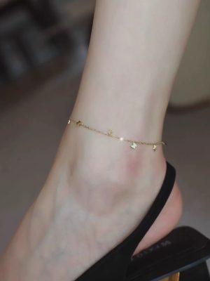 S925 Sterling Silver Plated 14K Gold Butterfly Skins Women's Design Advanced Foot Chain Summer Ouni Na