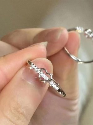 925 Sterling Silver High-grade Rig Hollow Love Index Finger Ring Ins Open Finger Ring Fashionable Cool Style Distinctive Women