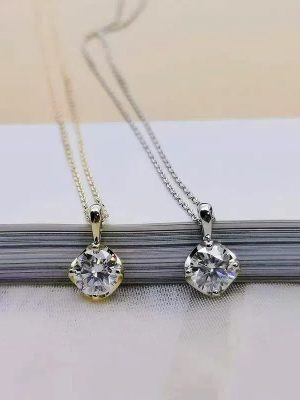 S925 Sterling Silver Plated 14K Gold Simple Classic Single Diamond Necklace Women's Light Luxury Lock Fashion All-match Bone Chain