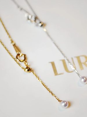 S925 Sterling Silver Plated 16K Gold Mini Pearl Pendant Necklace Women's Adjustable Minimalist Design All-match Clavicle Chain