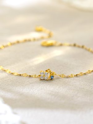 S925 Sterling Silver Diamond Super Flash Four-leaf Clover Lip Chain Fashion Simple High-grade All-match Bracelet