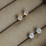 Classic but Time-resistant 925 Silver Plated 18K Gold Single Diamond Six-claw Earrings Simple Daily All-match Commuter Earrings