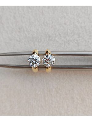 Shiny Days ~ S925 Sterling Silver Plated 18K Gold Simple Single Zircon Ear Buckle Ear Ring Fashionable Small Ear Ring Design HME