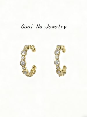 S925 Sterling Silver Ear Clip Earrings Without Ear Holes French Advanced Lace Edge Light Luxury Elegant Elegant Ear Clip Earrings Ouni Na