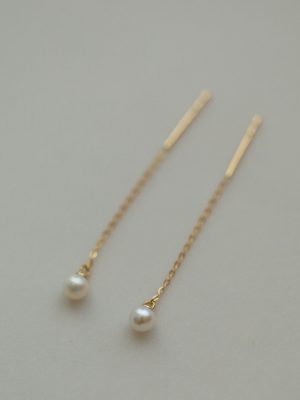 S925 Silver Plated 14K Gold_Minimal Gentle_Bead Pearl_Exquisite Ear Line Earrings_Simple Daily_Romantic HME