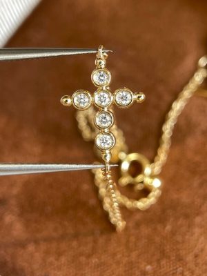 S925 Sterling Silver Plated 18K Gold Cross Full Zirconium Diamond Bracelet Bubble Cross Bracelet Simple Daily Exquisite HME