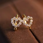 Love is strong ~ S925 silver plated 18K gold love hollow earring diamond sweet lovely temperament heart-shaped ear ring Joker