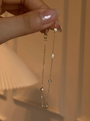 Small Bubble ~ S925 Sterling Silver Plated 18K Gold Classic Zircon Fine Bracelet Women's Minimalist Temperament Joker Hand Jewelry HME