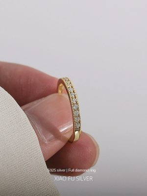 S925 Sterling Silver Plated 14K Gold Design Ring Ins Simple Light Luxury High Fashion Personalized Ring Female Ouni Na