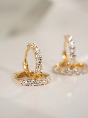 Simple High-grade Earrings 925 Sterling Silver Plated 18K Gold Rai Diamond Ear Buckle Light Luxury Fashion All-match Earrings Earrings
