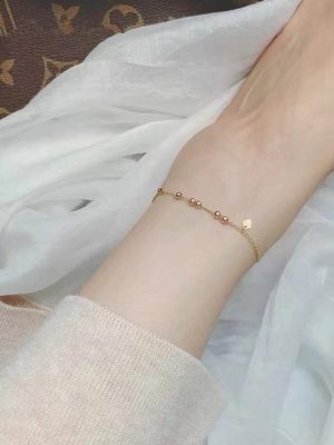 S925 Sterling Silver Plated 14K Gold Love Bean Foot Women's Simple Personality Transfer Beads High-grade Foot Headwear Summer Ouni Na