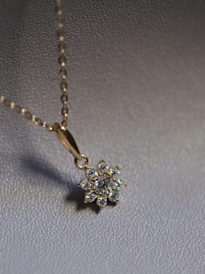 S925 Sterling Silver Plated 14K Gold Classic Snowflake Necklace Simple Sunflower Korean Style Sweet Small Flower Pendant