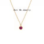S925 Sterling Silver Plated 14K Gold Rose Ruby Necklace Women's Gentle Exquisite Minimalist Light Luxury Japanese Clavicle Chain Ouni Na