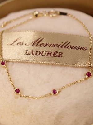 925 Silver Plated 14K Gold Mini Ruby Sterling Silver Bracelet This Year Fashion All-match Design High-grade Light Luxury