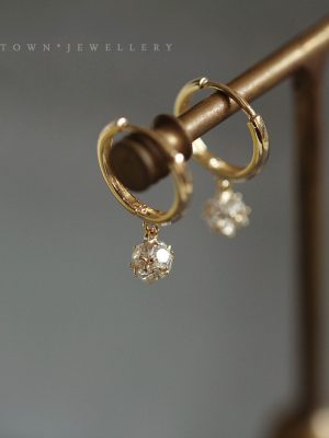 Sparkling Ball S925 Silver Plated 14K Gold Ear Ring Zircon Elegant Simple Small Earrings Sterling Silver Ear Buckle Ear Ring HME