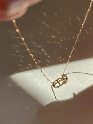 S925 Sterling Silver Plated 14K Gold Classic Pig Nose Necklace Women's High-grade All-match Light Luxury Clavicle Chain Ouni Na