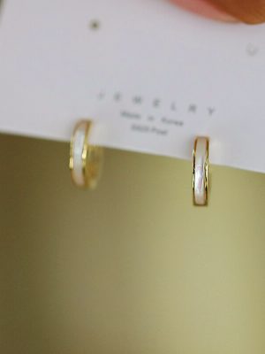 S925 Sterling Silver Plated 14K Gold White Butterfly Bei Fritillary Mother Ear Buckle Women's Fashion Elegant All-match Artistic Circle Earrings Earrings