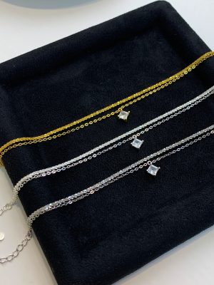 S925 Sterling Silver Double-layer GYMPI Square Diamond Bracelet for Women Simple Design High-grade Sparkling Bracelet for Women