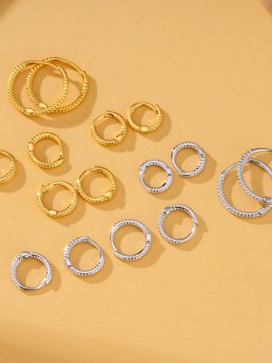 S925 Sterling Silver Advanced Plain Circle Twist Earrings Minimale Design Stacked Fashion Circle Earrings