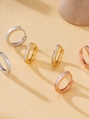 S925 full-body sterling silver simple white fritillary ear buckle design French temperament all-match circle earrings earrings for women