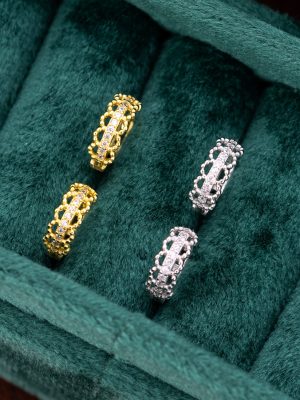 S925 Sterling Silver Plated 18K Gold Zircon Lace Lace Ear Buckle Women's Light Luxury Elegant High-grade All-match Earrings