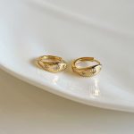 Three-body ~ S925 Sterling Silver Plated 18K Gold Three Sun French Exquisite Women's Ear Buckle Ear Stud Elegant Earrings Light Luxury HME