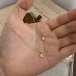 S925 Sterling Silver Plated 18K Gold Water Drop Zircon Pendant Necklace Ins Design Light Luxury Simple Clavicle Chain