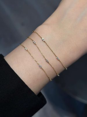 S925 Sterling Silver Plated 18K Gold Ultra Fine Zircon Mini Bracelet Stacked Wear Light Luxury Simple Style Jewelry Bracelet Women HME