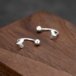 color: Ball Love Back Hanging Earrings-Silver