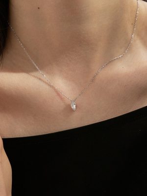 S925 Sterling Silver Platinum Plated Horse Eye Zircon Pendant Mini Classic Simple Necklace Clavicle Chain Female HME