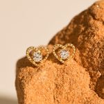 S925 Sterling Silver Gold Plated Love Heart Hollow Earrings Women Light Luxury Design High-grade Heart-shaped Earrings Ouni Na