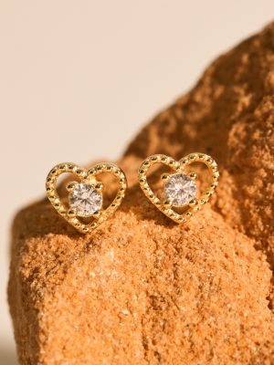 S925 Sterling Silver Gold Plated Love Heart Hollow Earrings Women Light Luxury Design High-grade Heart-shaped Earrings Ouni Na
