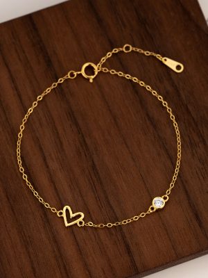S925 sterling silver inlaid zircon love bracelet women's simple personality fashion Joker heart-shaped jewelry manufacturers wholesale
