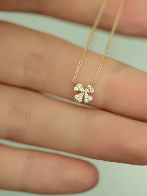 S925 Sterling Silver Plated 14K Gold Classic Diamond Lucky Four-leaf Clover Necklace Women's Design Light Luxury Fashion Clavicle Chain
