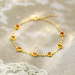 color: Natural Orange Red Opal Bracelet / Style: white gold