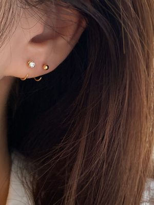 S925 Sterling Silver Plated 14K Gold Asymmetric Ear Hook Women's Design Light Luxury Earrings Exquisite All-Match Ins Style Ouni Na