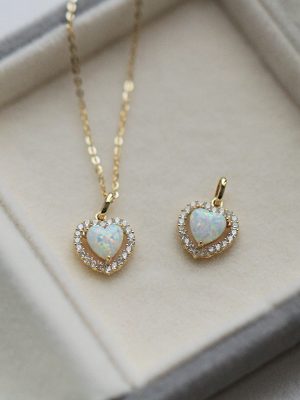 S925 Sterling Silver Plated 14K Gold Necklace Exquisite Micro-inlaid Retro Gorgeous Oper Stone Love Pendant Female HME