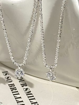 Sparkling Star S925 Silver White Zircon Clavicle Chain Cold High-grade Exquisite Temperament Necklace