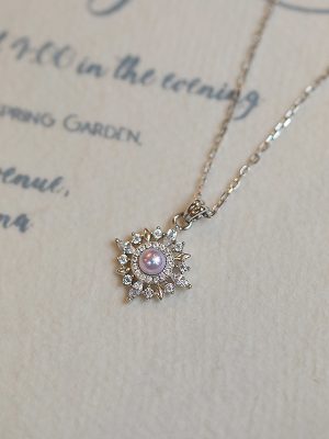 Star Misty S925 Sterling Silver Plated Platinum Retro Design Beads Pearl Elegant Collarbone Necklace Female Gift HME