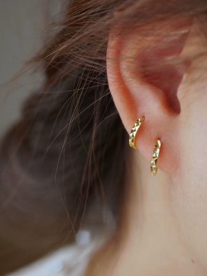 S925 Sterling Silver Gold Plated Shining Car Flower Cut Face Ear Buckle Ear Ring Women's High-grade High Light Luxury All-match Fashion Earrings Ouni Na