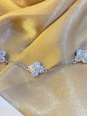 S925 Sterling Silver New Arrival Diamond Four-leaf Clover Bracelet Women's Light Luxury Exquisite High-grade Bracelet for Birthday Gift