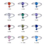 color: white gold / size: February (Middle Purple Zirconium)
