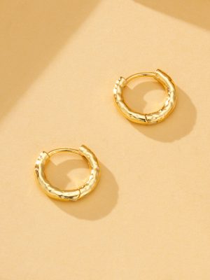 S925 full-body sterling silver lava texture earrings earrings with the same design simple earrings for women